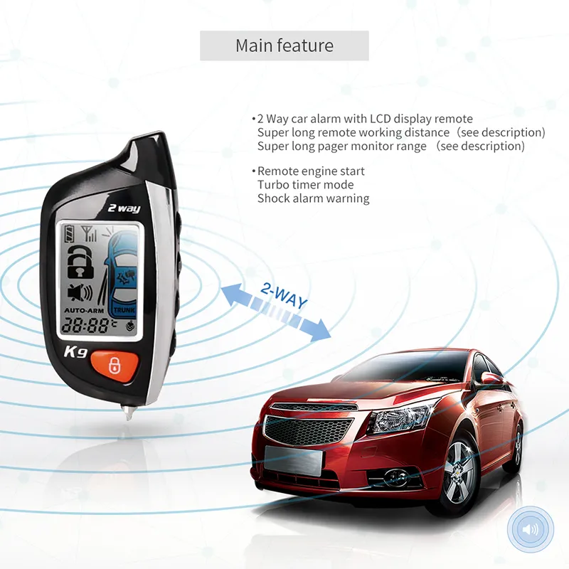 Nieuw Auto Alarmsysteem FM C9000 2-weg LCD Pager Afstandstarten Ultrasonic Senso