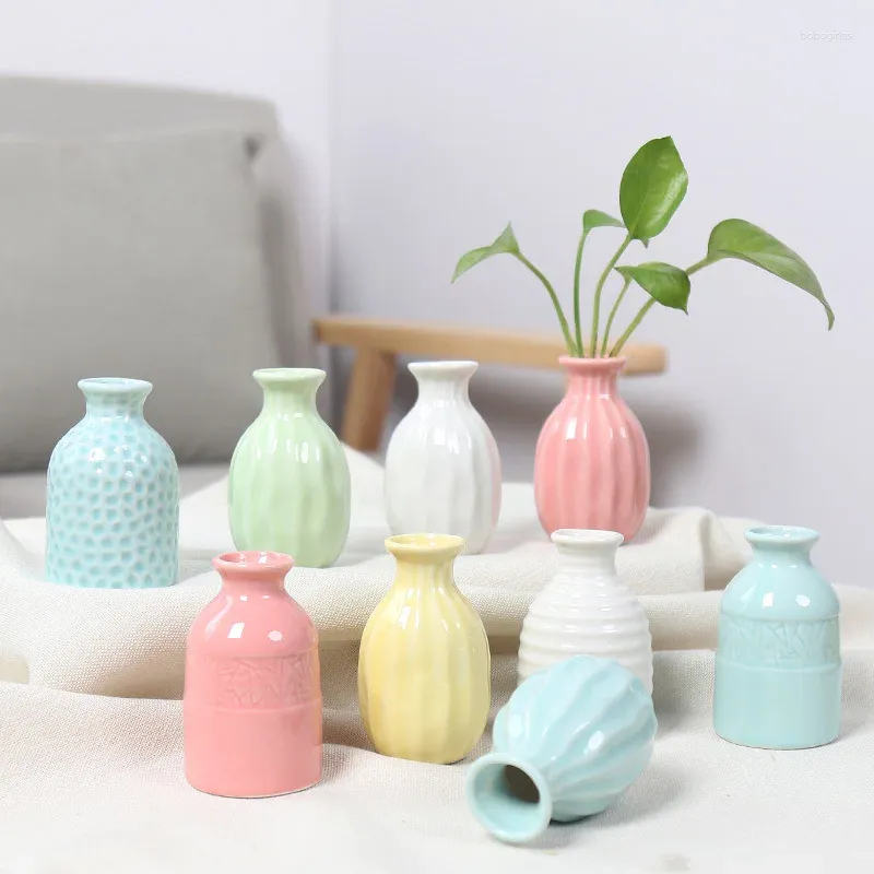 Vazen kleurrijke keramische mini eenvoudige bloemstukken kunstbloemen voor woonkamer huisdecor potten decoratief geschenk