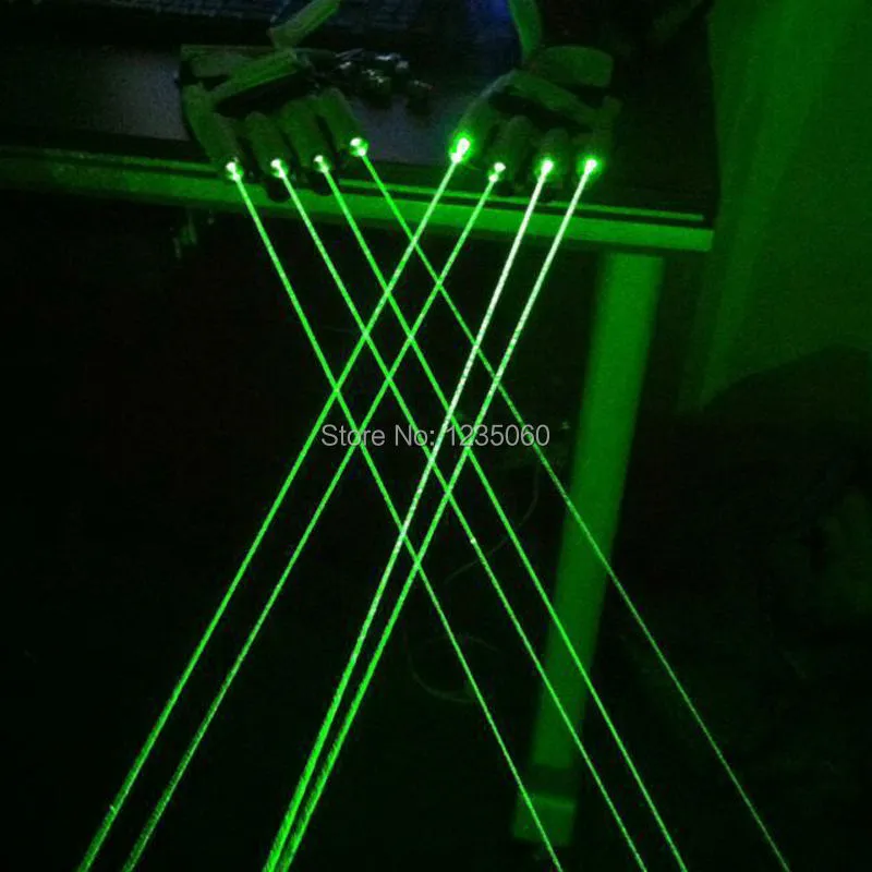 High Quality DJ Club 4 pcs 532nm 80mw Green Laser Gloves For LED luminous Costumes Show