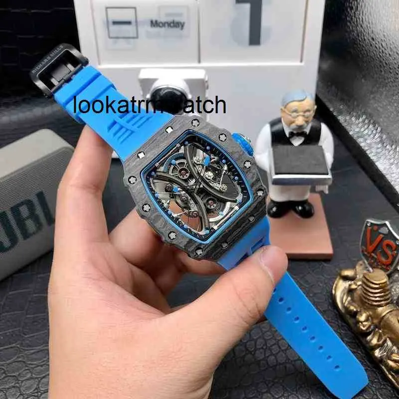 Heren Mechanisch horloge Leisure Luxe automatische vezelwijnwijn holle tape mannen beweging polshorloges