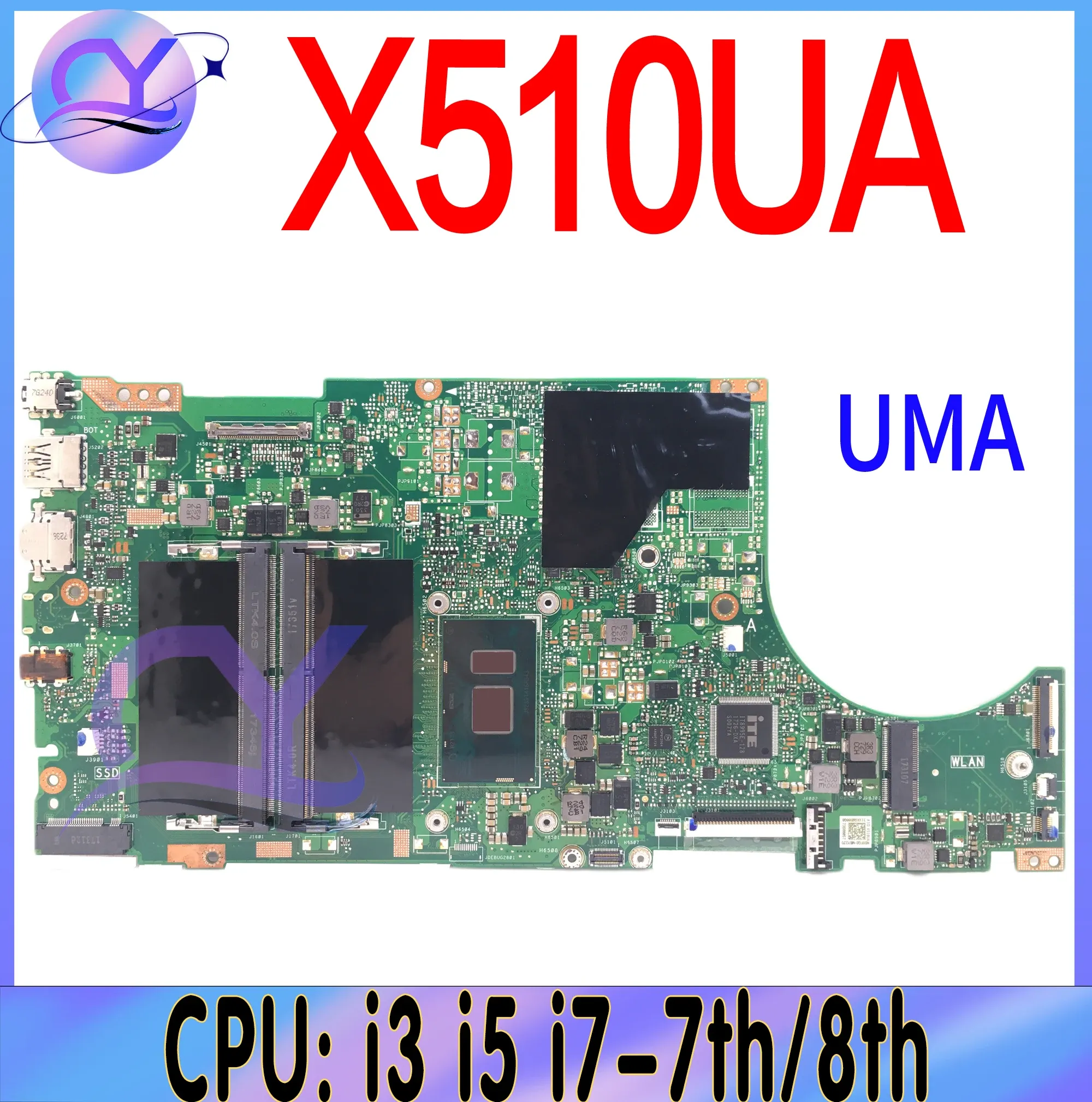 Carte mère X510UNR Boîte principale pour ASUS X510UF X510UA X510UQ S5100UR S5100U, ordinateur portable Motherboard I3 I5 I76th / 7th 930mx / 940mx / Mx150 100% Test de 100%