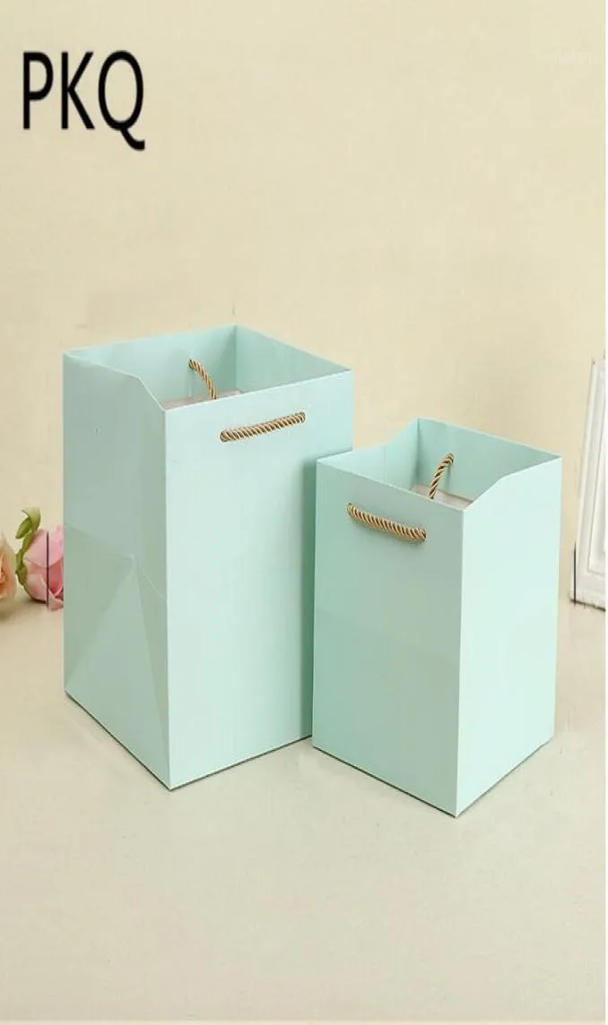 Gift Wrap 20pcs 161616cm222222cm Kraft Paper Bag Flower Box With Handle Bouquet Florist Packing Valentine039s Day Boxes11324086