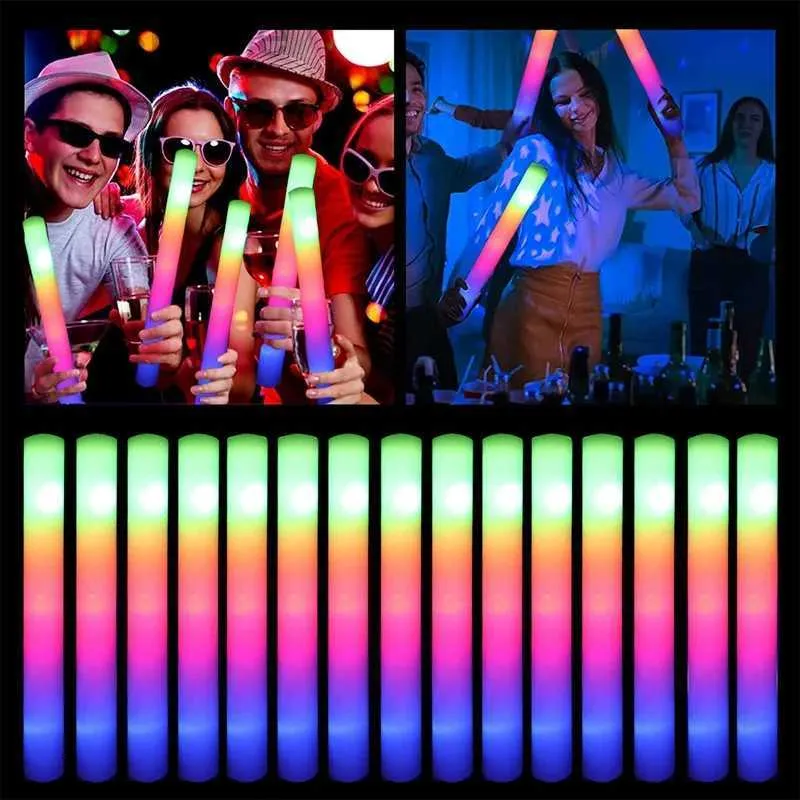 LED rave jouet mousse lueur des bâtons pour le mariage LED Light Up mousse bâtons clignotants colorés anniversaire de Pâques de la fête de Pâques Glow dans le sombre 240410