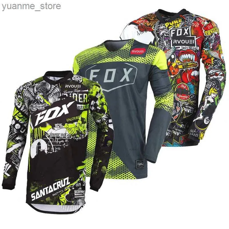 Camicie ciclistiche Tops rapida maglia motocrossa a secco per uomo in discesa BMX Mountain Bike Shirt traspirante RVouei Enduro Jersey Ciclismo Hombre Y240410