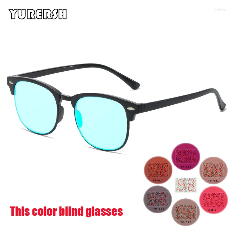 Sonnenbrille Retro Halbrahmen Rotgrüne Farbe Blindheit Gläser Männer professionelle Blindfasten doppelseitige Beschichtungstests kostenlos
