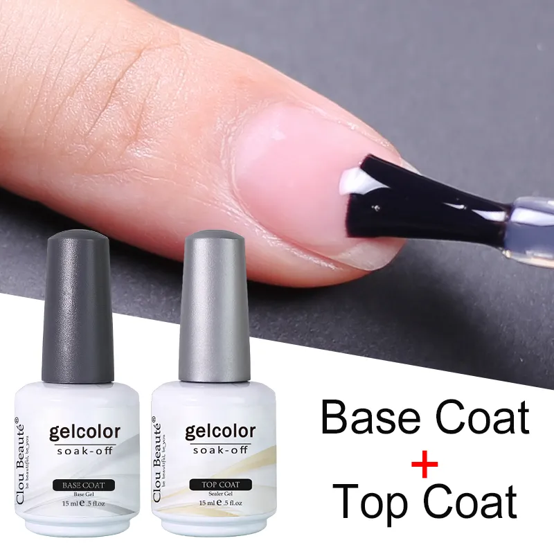 Clou Beaute Transparent UV LED Gel Rolon de vernis à ongles Base Base Base Not Top Top Coat Vernish Fait de gel Gel de laquer