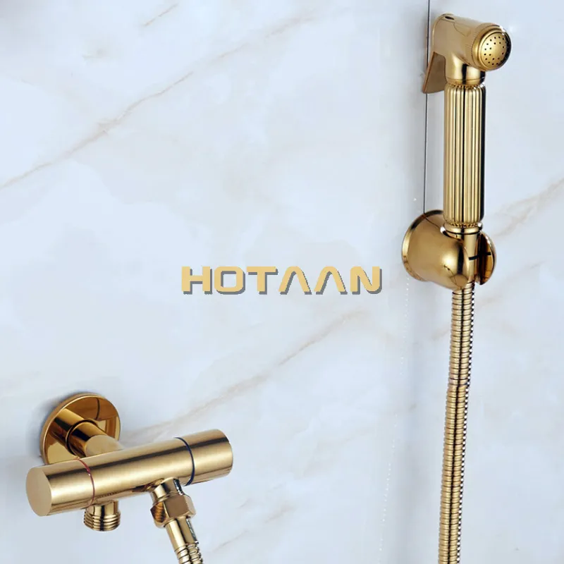 HOTAAN Copper Toilet Hand Held Bidet Faucet Sprayer Bidet Set Sprayer Gun Toilet Spray For Bathroom Self Cleaning Shower Head