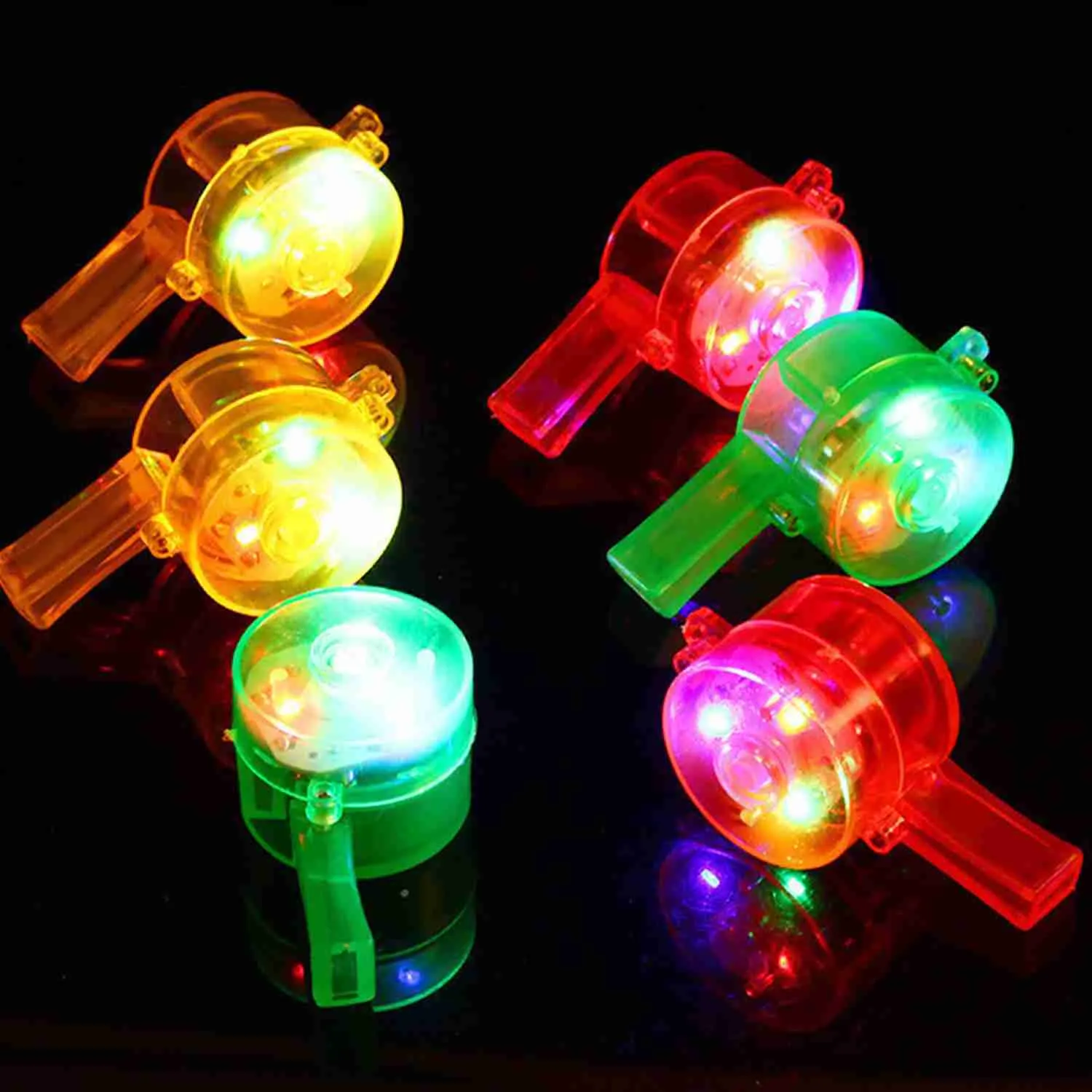 Led Rave Toy 1PCS Luminous Whistle Toys Flashing Whistle Colorful Lanyard LED Light Up Fun In The Dark Party Rave Light Stick Toy for Kids 240410