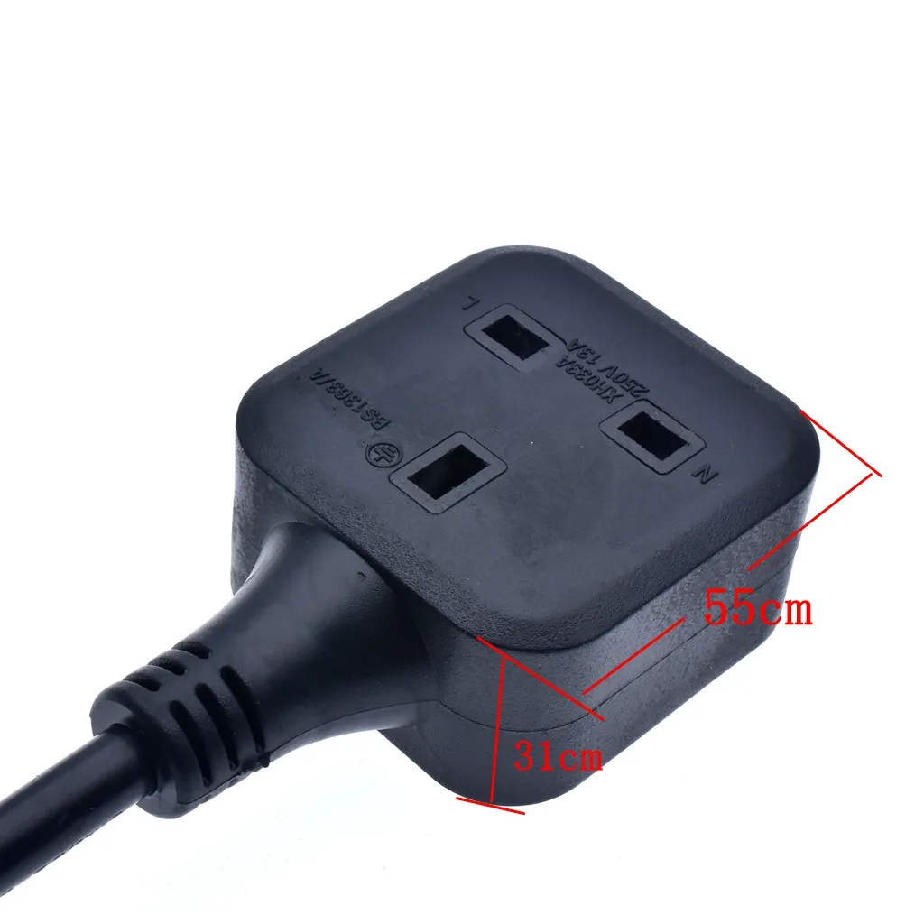 Cord Adattatore di alimentazione UK 0,3m/06m, Plug maschile IEC C14 al cavo dell'adattatore di alimentazione con socket femminile 3pin per up PDU, 13A, 1 PCS*