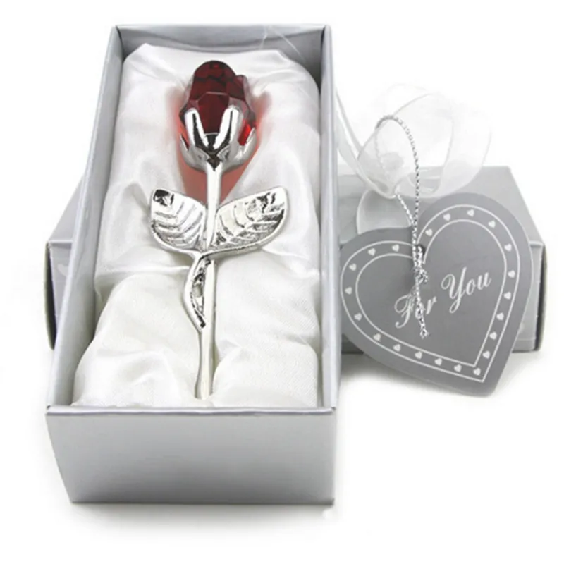 Regalo di San Valentino creativo in cristallo in vetro rosa fiore artificiale Silver Gold Rose Flower per regali per feste di nozze fidanzata