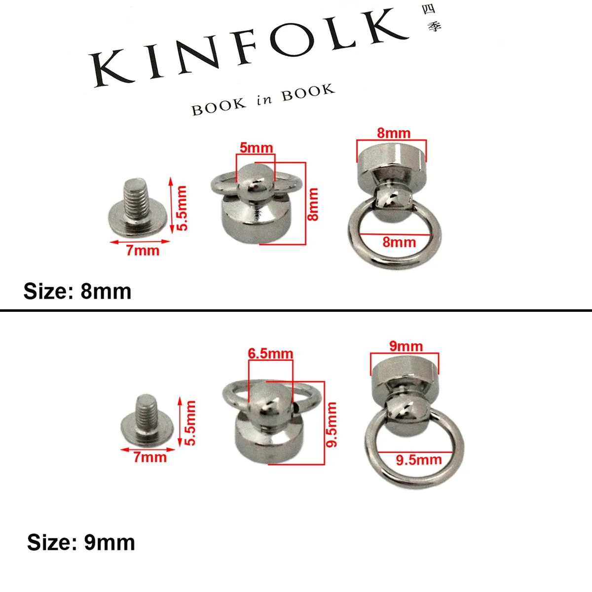 10pcs Post à balle en métal avec des poteaux à anneaux rivets vis à vis à vis des taches de tête rond