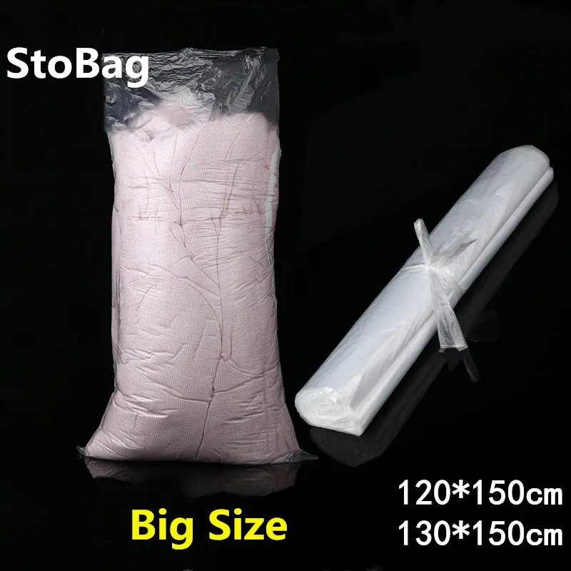 Stobag 50st PE Big Clear Frosted Dust Fan Clothing Covers Plysch Toy Packing PAG FOSTURE VATTEN PAPPER BOX Inre plattväskor