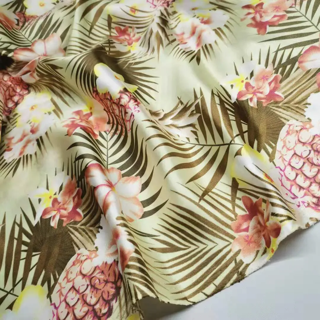 Hawaii Flower Imprimer Polyester Satin Craft Soft Couture Sateen Tilda Scarf tissu