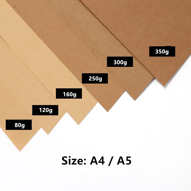 50pcs / lot A5 A4 Kraft Paper Brown Papier Craque Craqueur épais Carte de carte Carte Papier DIY CARTE FAIRE PAPIER 80G 120G 150G 200G 250G