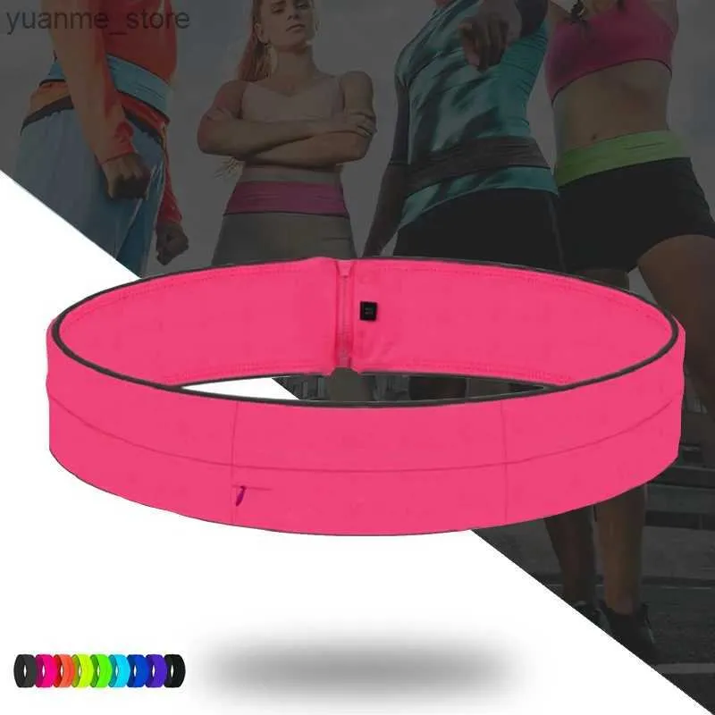 Sportväskor Invisible Fitness Running Waist Bag Lightweight Marathon Yoga Band Fanny Bag 7-tums blixtlåsficka Fitness Sporttelefon Bag Y240410