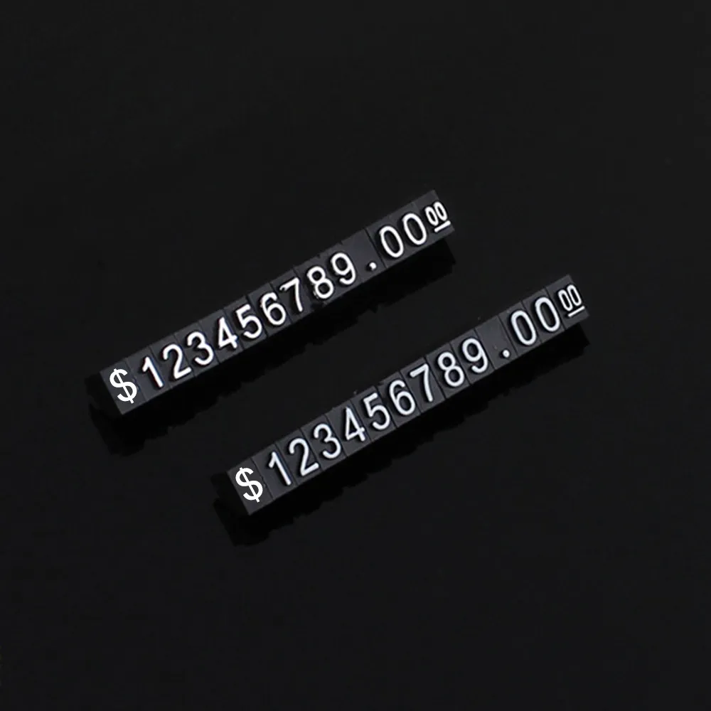 set tag di prezzo combinato Numero in dollari Euro Cubi di cifre abbigliamento Gioielli laptop telefonico vetrina Display Prezzo contatore