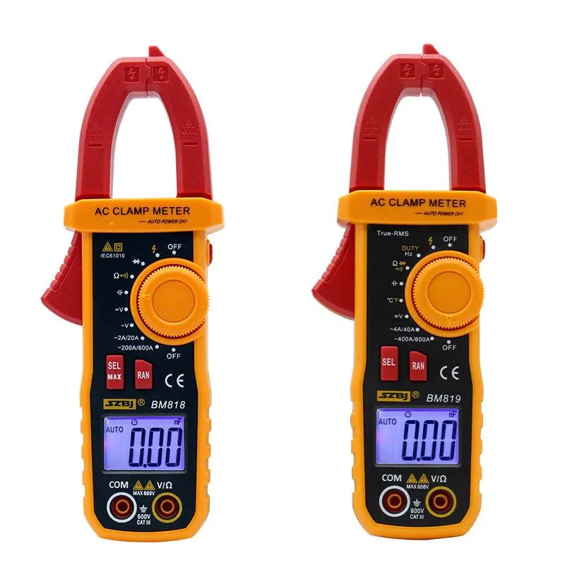 SZBJ BM818 Digital clamp meter BM819 Ture-RMS Ammeter ACV/DCV ACA 600V/600A Auto Range capacitance 2000uF/10000uF NCV Backlight