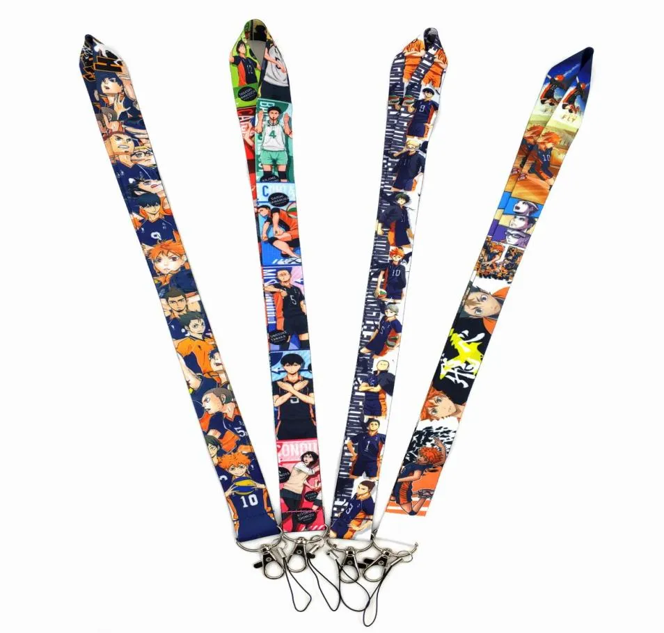 Kleine hele 10 -stcs cartoon anime Haikyuu Keychains meisjes jongens houden van lanyard nek sleutelriem voor telefoonsleutels ID Card Badge Mobile L8214344