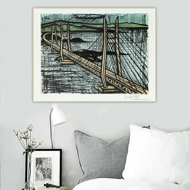 Bernard Buffet Building Architectural Landscape Affischer tryck Canvas Målning Industrial Age Wall Art Bildrum Heminredning