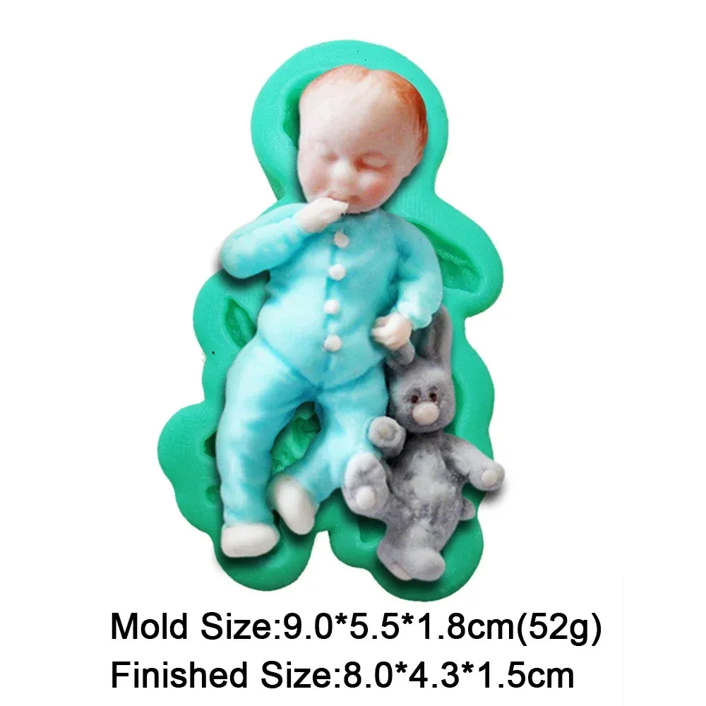 2 stile 3D Sugar Sugar Silicone Stampo Boy Boy and Girl Cioccolato in silicone Mormo da bambino e Animal Rabbit Bear