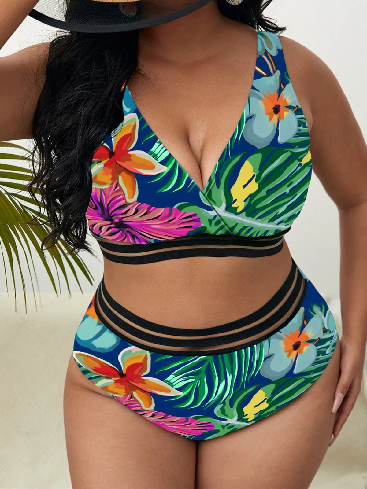 0xL - 4xl Neu gedruckter Bikini Plus Größe großer Badebekleidung Frauen Bikini Set Badeanzug V3893