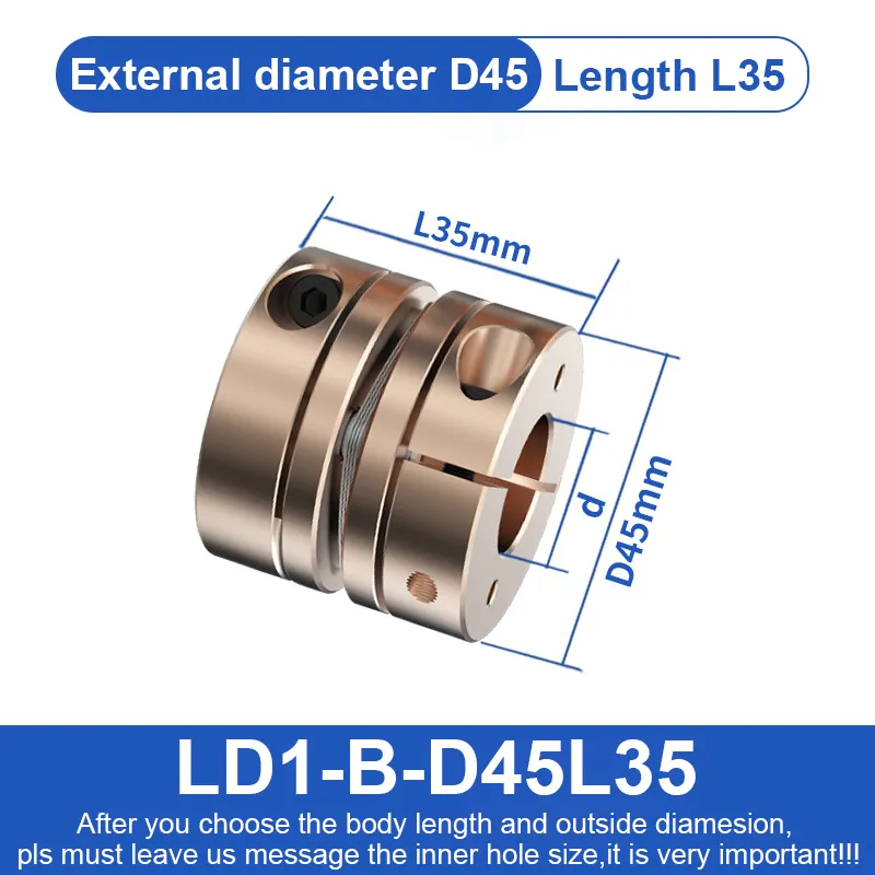 Cloweit D45L35 enkele diafragmkoppelingskoppeling flexibel voor servo -stappenmotor 6 mm 8 mm 10 mm 22 mm asdiameter