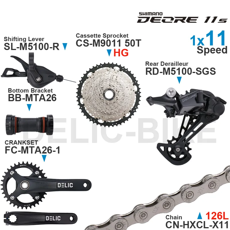 Shimano Deore M5100 11Speed Groupset Shifter SL-M5100 RD-M5100 Kurbelset SM-BB52 Klammerkassette 11-50T 52T X11 Ketten Original