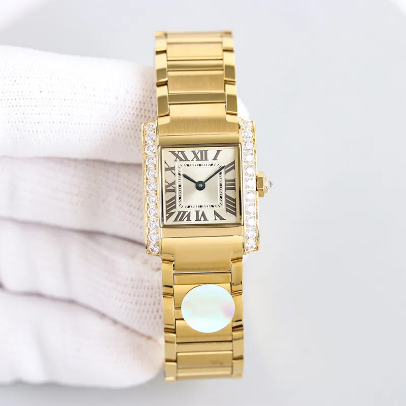 Diamond Watch Women 21 mm kwarcowy ruch szafir szklisty projektant mini zegarek Diamentowy pierścionek Wysokiej jakości luksusowy zegarek 904L Pasek ze stali nierdzewnej Montre de Luxe