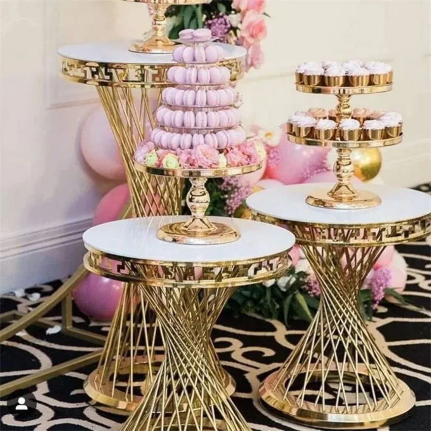 1/3pcs Hochzeitsfeier Dessert Tisch Goldener Kuchen -Tisch Blumenständer Hochzeitsanordnung Requisiten Dekoration Supplies