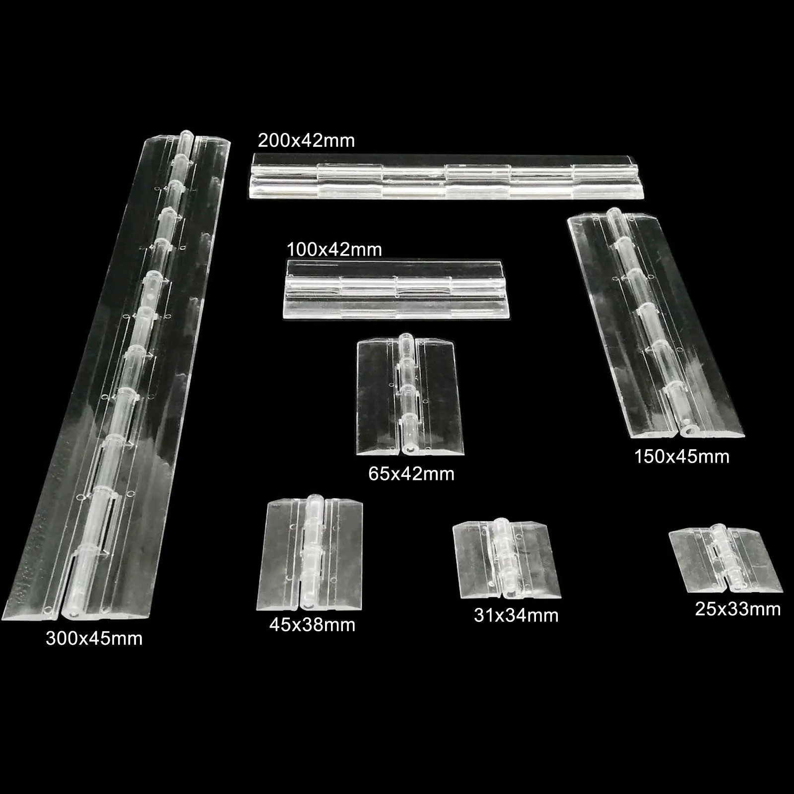 Clear Transparent Acrylic Plastic Hinge Box Piano Plexiglass Hinge length 25mm 31mm 45mm 65mm 100mm 150mm 200mm 300mm