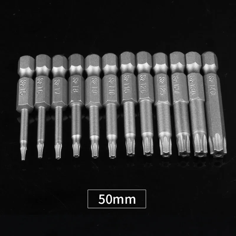 50 mm langer Torx Schraubendreherbits 1/4 "Hex Shank Magnetic Bohrer Bitschraubendreher Set Pflaumenblüten reparieren Kopfhandwerkzeuge