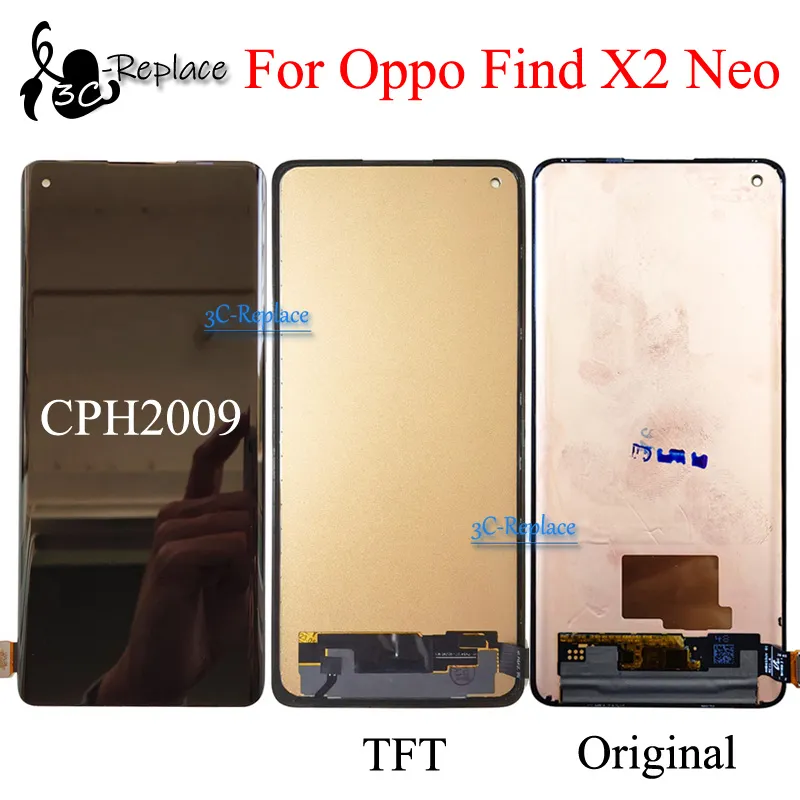 SUPOR AMOLED / TFT 6,5 cala dla Oppo Find x2 Neo CPH2009 Wyświetlacz Wyświetlacz Wyświetlacz Digitizer Zamiennik Digitizer