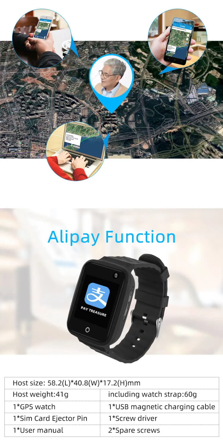 GPS Tracking Watch For Elderly & Kids 4G Waterproof Smart Watch With ...