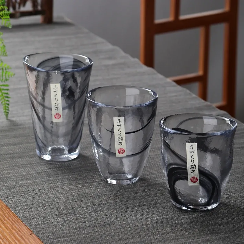 Japon evinde Japon tarzı el yapımı leke bulutu çekiç desen cam su cam şarap cam çay fincanı 1 adet
