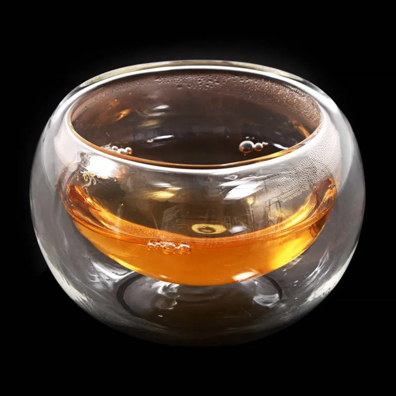 Tecocera in vetro trasparente fatta a mano Set riscaldatore resistente al calore, tea vaso, tazza di teiera a doppia parete, bevanda a filtro, decorazioni per la casa, 8 pezzi/set