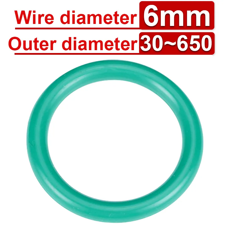 Fluorine Rubber O-ring FKM Seal CS 6mm OD30mm-650mm Fluoro-oxygen O-ring Seal Gasket Ring Corrosion-resistant Seal Heat Wearable