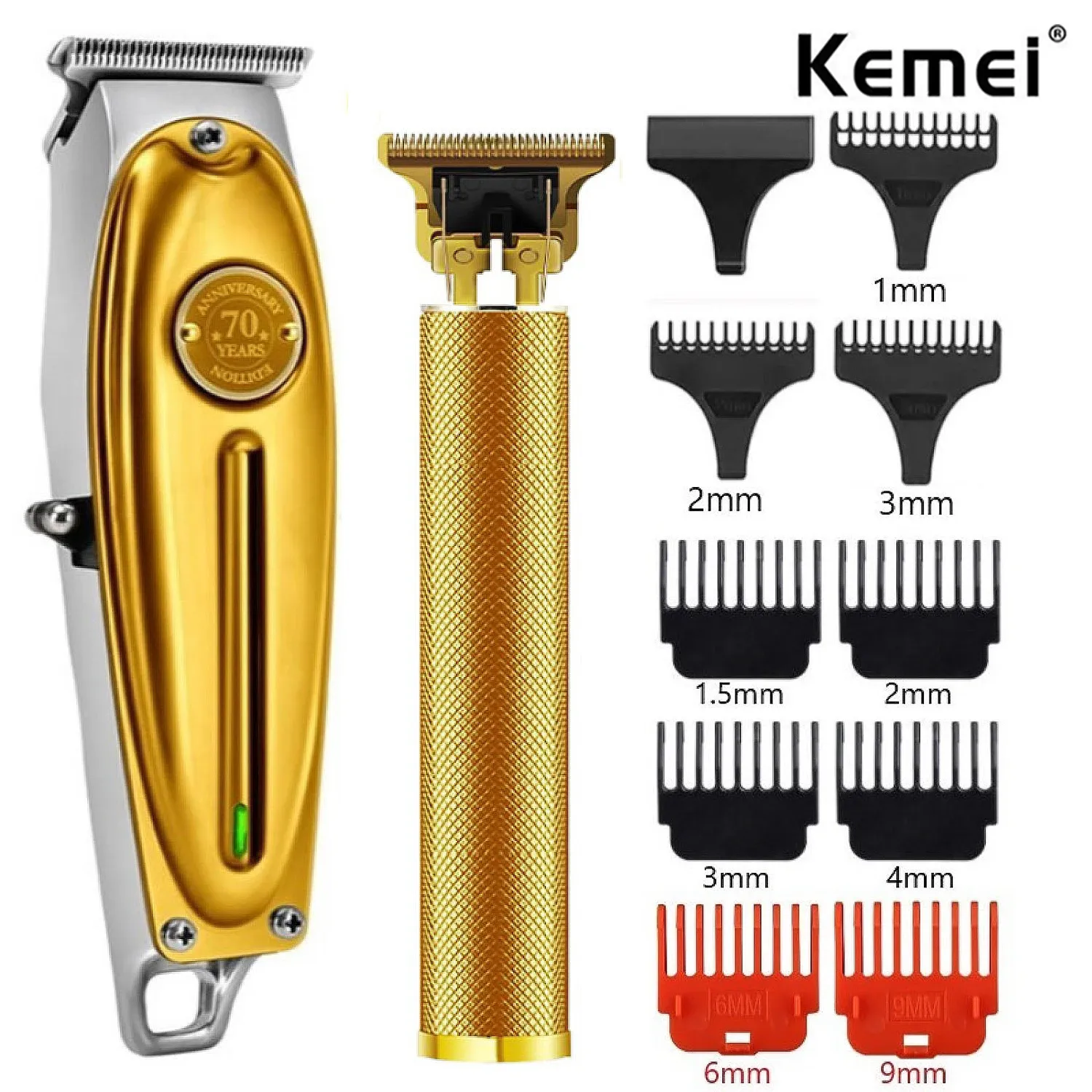 Aparadores kemeei km1949 barbeiro elétrico full metal profissional aparador de cabelo profissional para homens barba cabelos com acabamento para acabamento