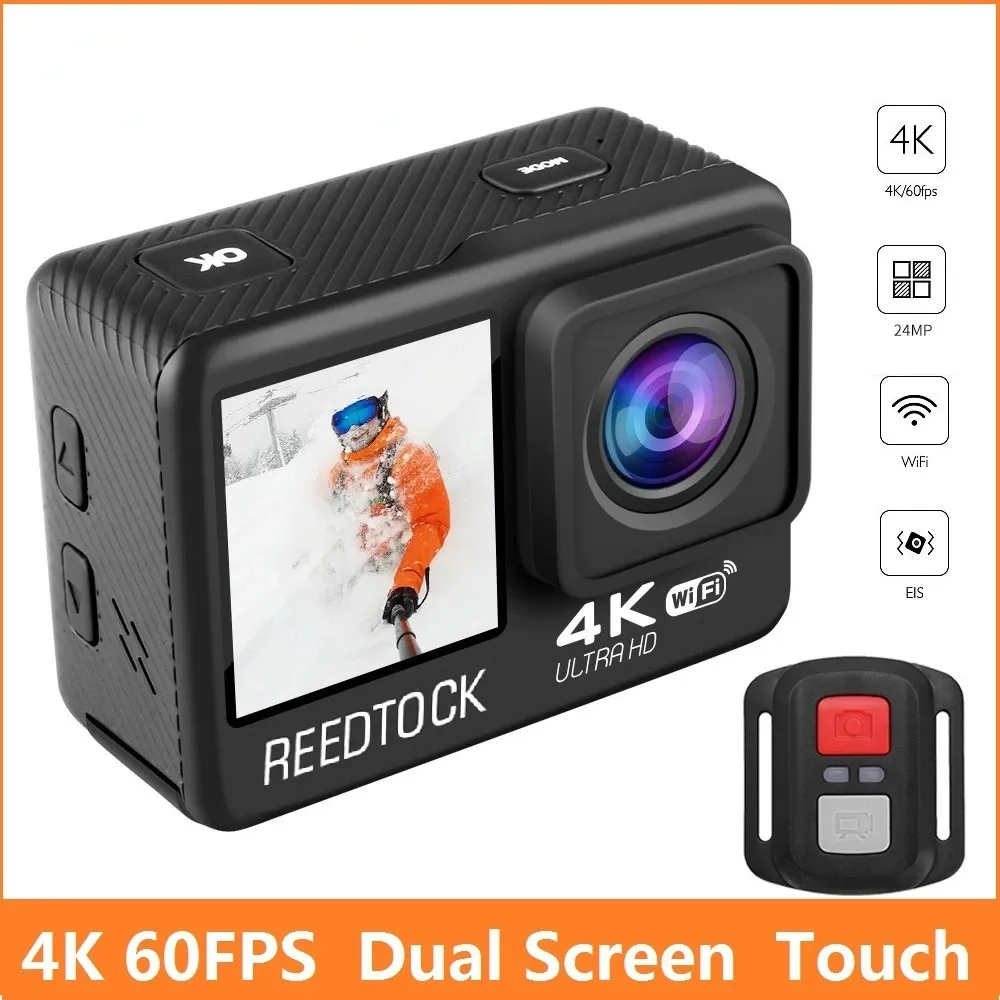 Cameras Original Imperproof WiFi AntiShipke 4K Action Action Caméra double écran 170 ° grand angle de sport imperméable 30m avec télécommande