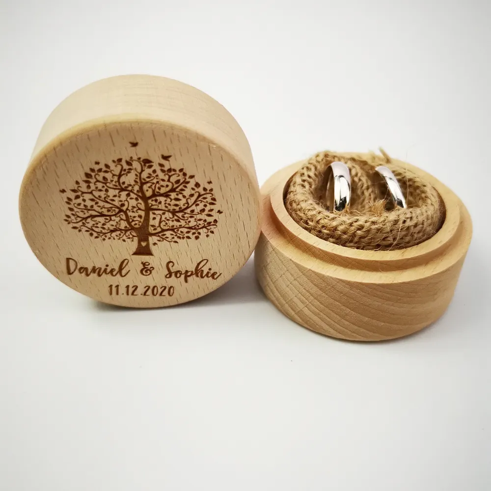Custom Rustic Wedding Tree Wooden Ring Box Holder Anniversary Gift Personalized Wood Ring Bearer Box Jewelry Trinket Box (7)