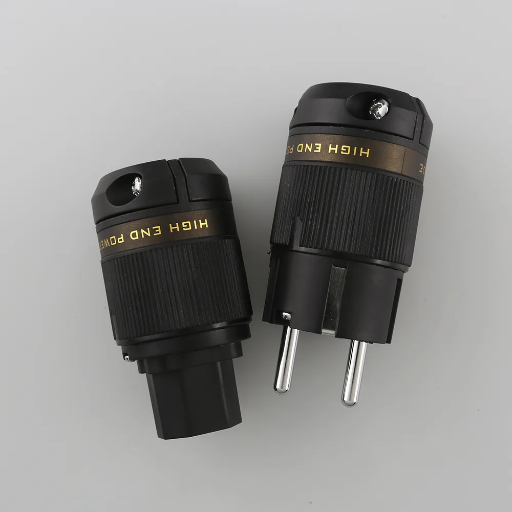 Rhodium Plated EU Schuko Male Power Plug Hifi DIY Cable Aluminum Alloy Connector