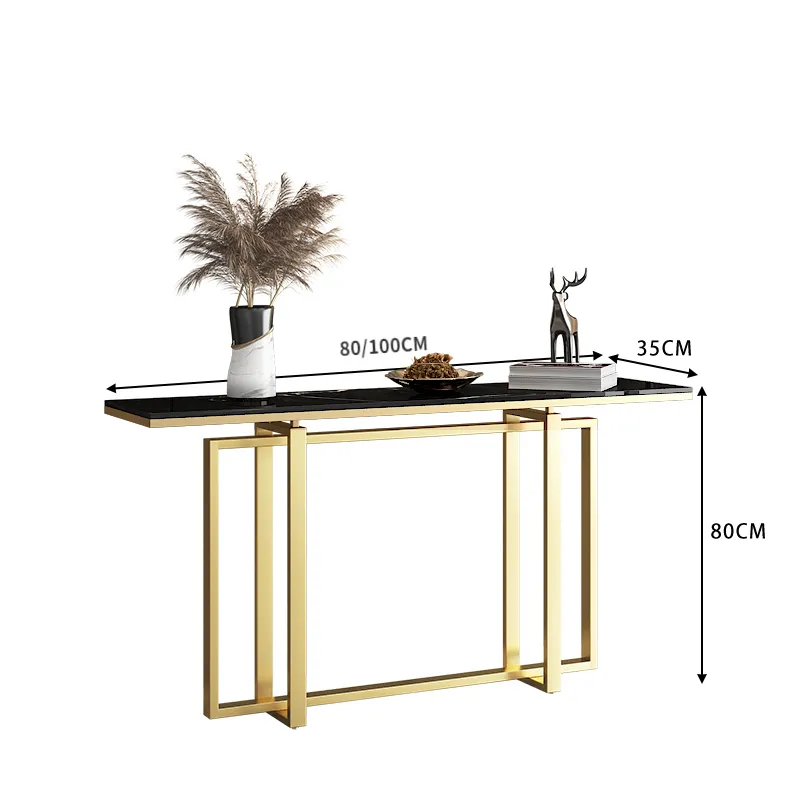 80/100 cm Nordic Custom Marble Console Table Lyx Minimalistisk inträde Långt sidobord Hushållens ingångsbord Furnirtur