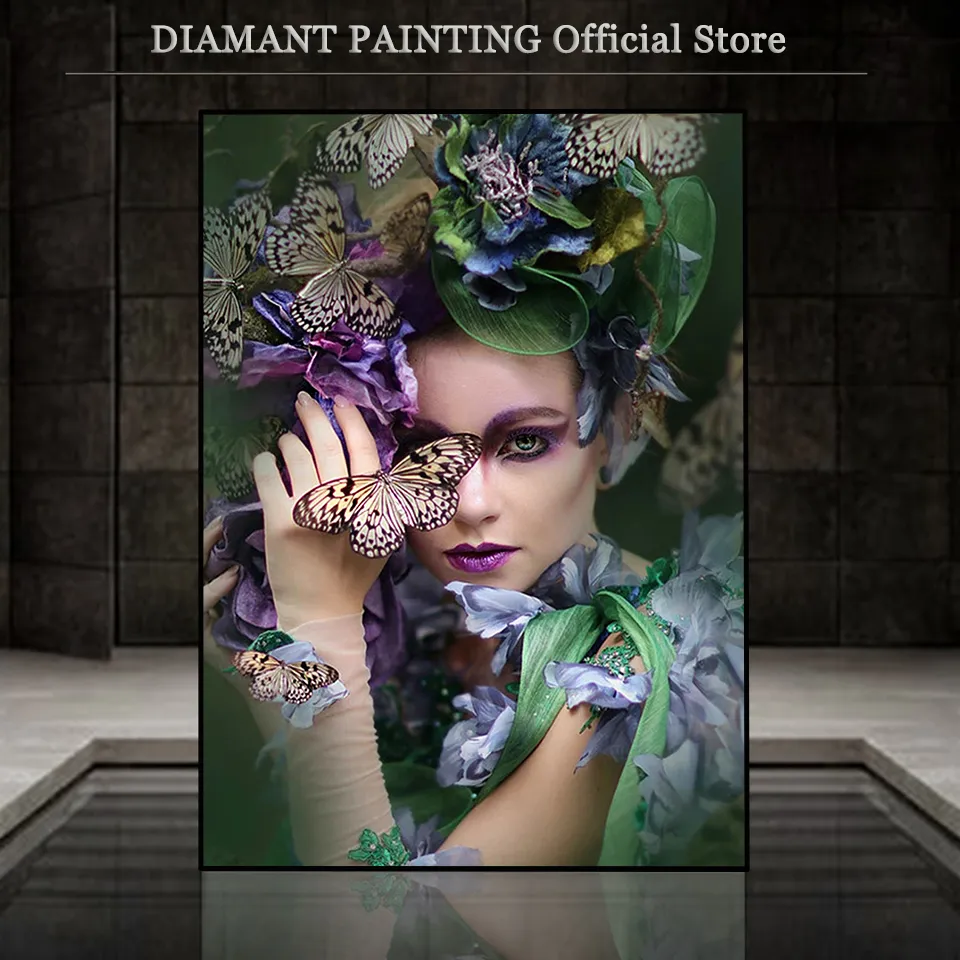 Алмазная мозаика набор для вышивки кросс -бабочка женщина 5D бриллиантовая живопись