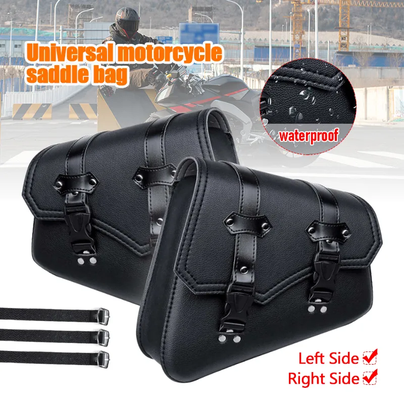 DHgate Universal PU Leather Motorcycle Saddlebags with Side Tool Pouch for Luggage Storage Automobiles Motorcycles
