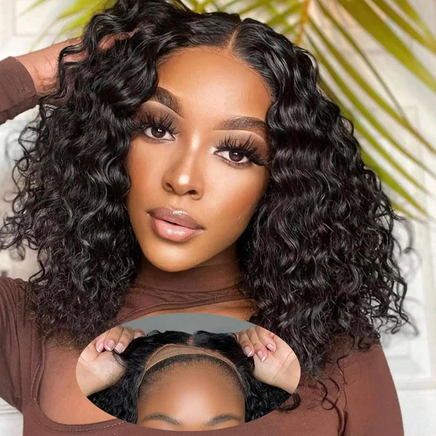 Bob Wigs Wear and Go sans glueless Full Hd Lace Wig pré-vague profonde Deep Curly Human Heum Wigs 180%