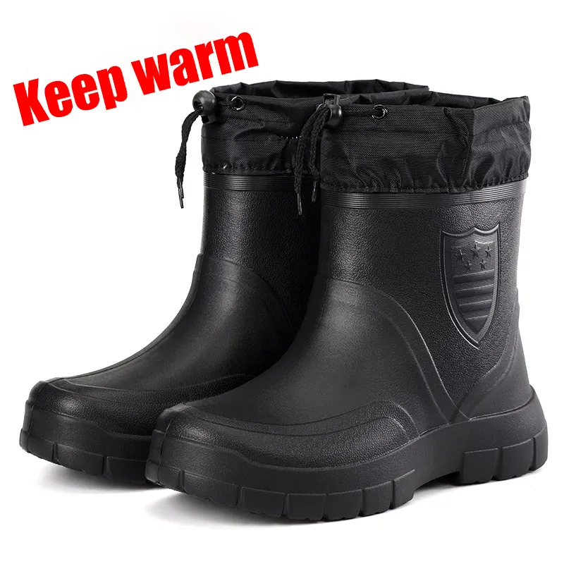 Winter Mens Waterproof Non Slip Rain Boots Slip On... From  display picture 3