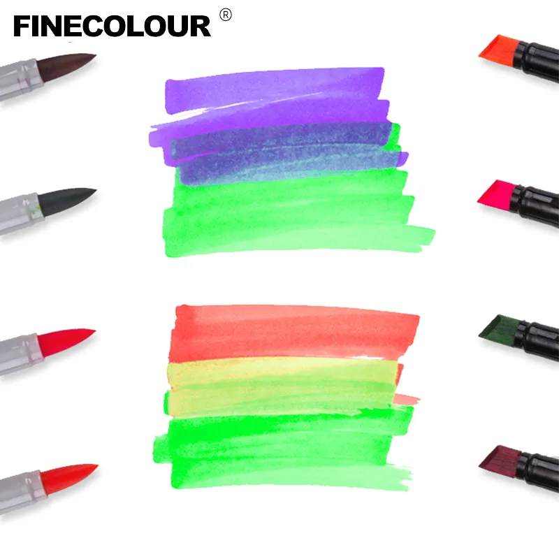 Finecolour EF102 Professional Art Markers Soft Brush Standard 24/36/48/60/72 Colors Double Heads Markers Pen Alcoholic Oily