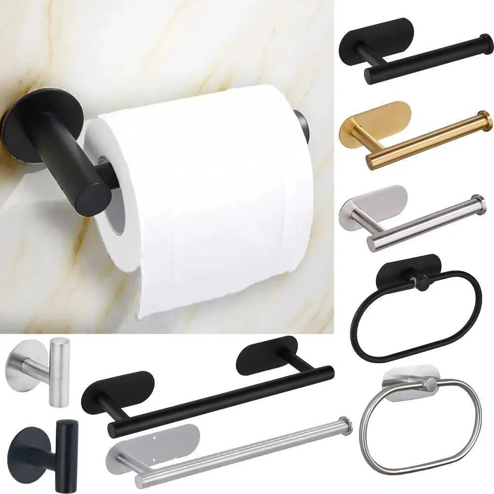 Suitores de papel higiênico Black Sliver Gold Gold Shining Mirror Hardware de banheiro Conjunto de toalhas redondo barra de papel higiênico Towel Ring Robe gancho de aço inoxidável 240410