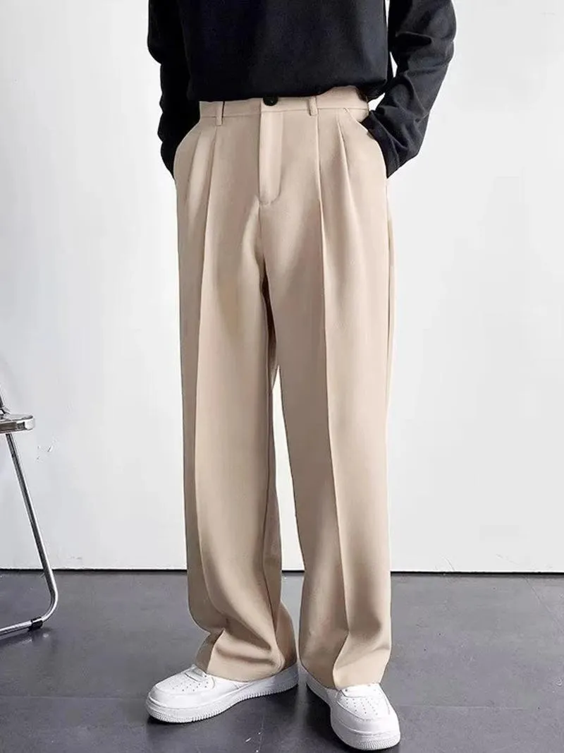 Pantalon masculin à sweat à sweat à tube droit multi-poche mode high street suspendre la jambe largement large
