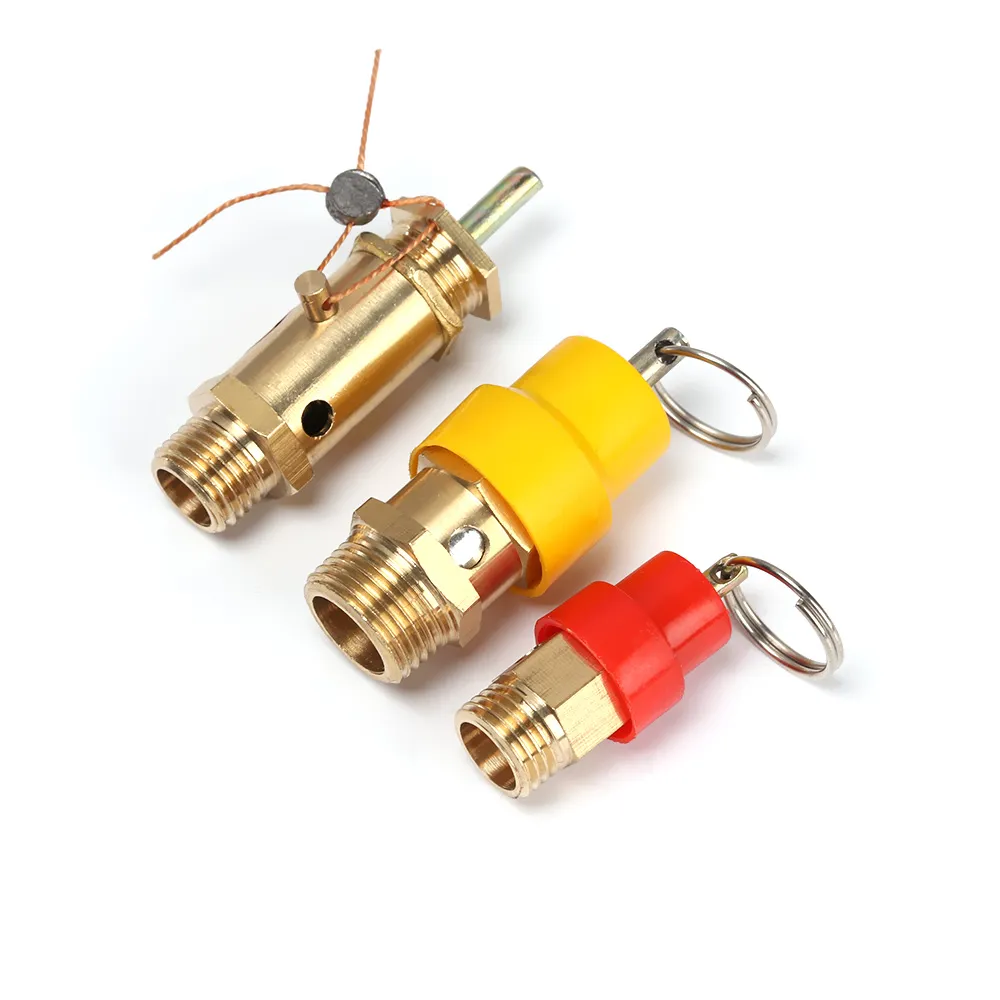 Válvula de segurança Tipo de mola Válvulas de escape de ventilação do conector do tubo de pressão do tubo de ar compressor vermelho/amarelo chapéu de latão peças pneumáticas