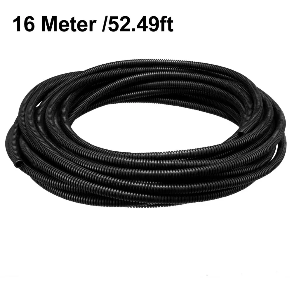UXCELL 10m / 12,5 m / 16 m de longueur 10 mm DIA extérieur dia flexible Corruot à tube de tube de câble de conduit en ondulée pour câblage électrique noir